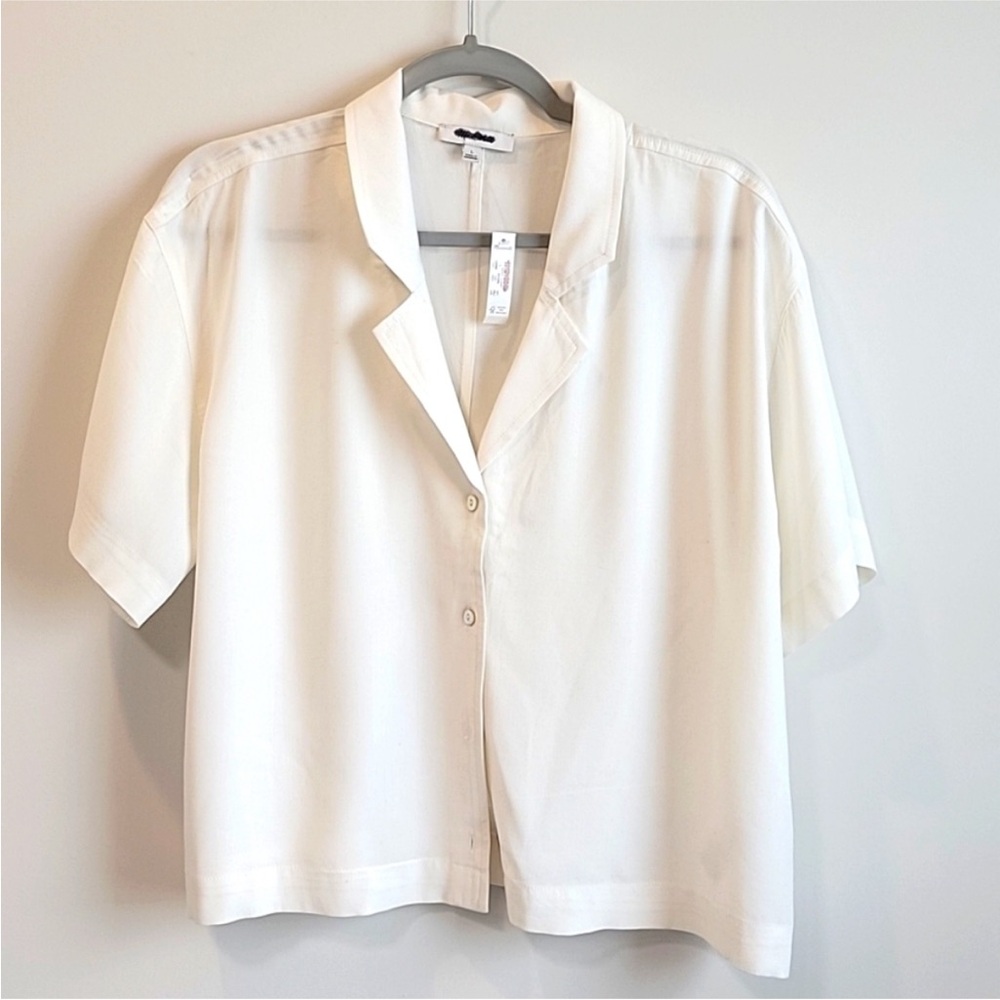 Madewell Women's Shortsleeve Blouse Front
Button Collar Alabaster LARGE